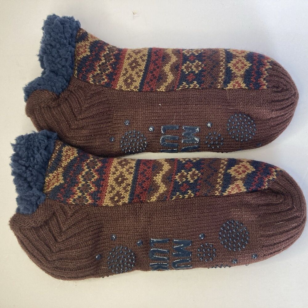 Muk Luks Slipper Socks Sherpa Lined Aztec Small Medium NWOT